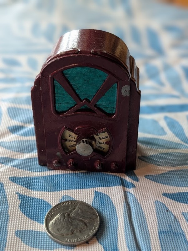 Antique German Tin Pencil Sharpener Figural World Radio