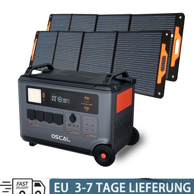 OSCAL 6000W Tragbare Powerstation 3600Wh mit 2x200W Faltbar Solarpanel
