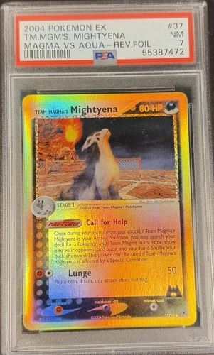 2004 Pokémon EX Team Magma Vs. Team Aqua 37 Team Magma’s Mightyena Reverse PSA 7