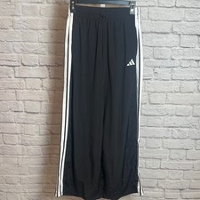Adidas Women's XS Black Track Pants 3-Stripe Windbreaker Sportswear Streetcore