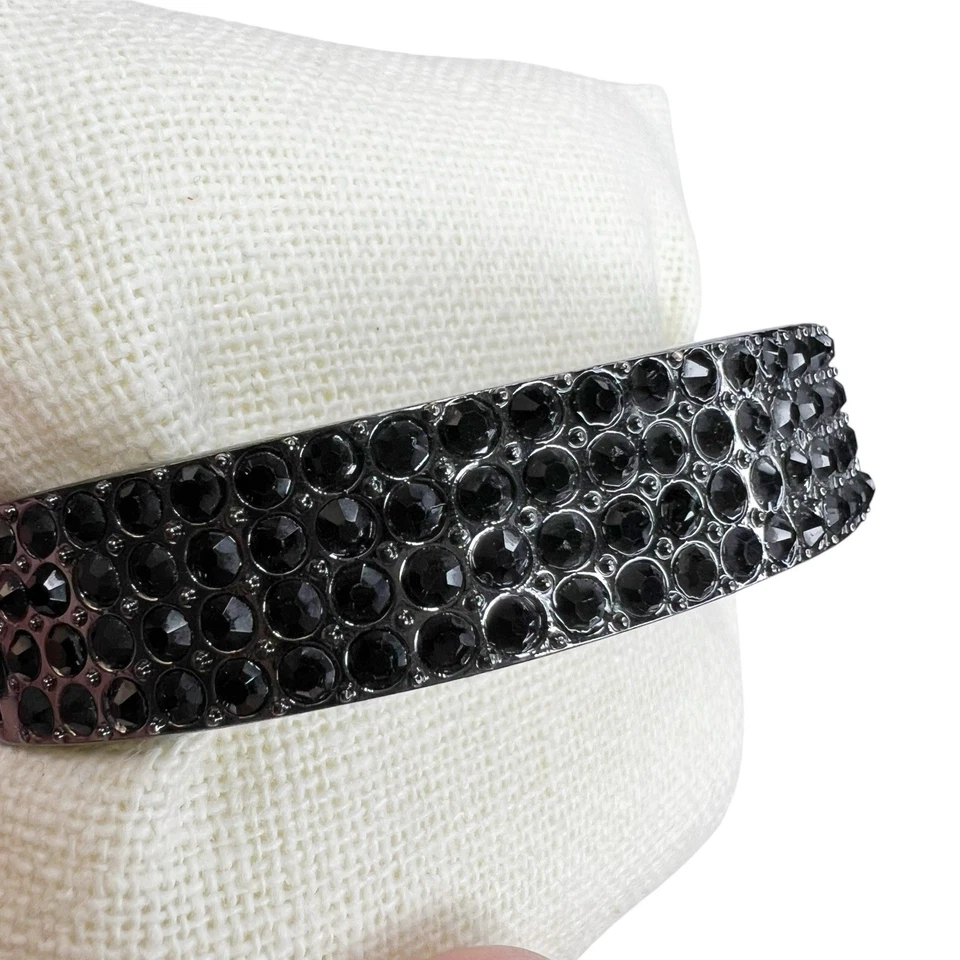 "Brazalete abrazadera Kenneth Cole gris metalizado negro pavé estrás 7,5""" Foto 3 de 4