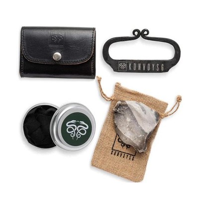 Carbon Steel Fire Striker, English Flint Stone & Char Cloth Traditi... Fast Ship