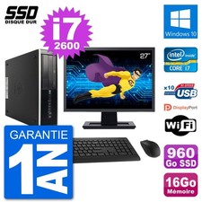 PC HP Compaq Pro 6300 SFF Ecran 27" i7-2600 RAM 16Go SSD 960Go Windows 10 Wifi