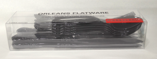 Kikkerland ORLEANS Black Polycarbonate Flatware. *4 ea.: knife, fork, spoon NEW! - Picture 6 of 8
