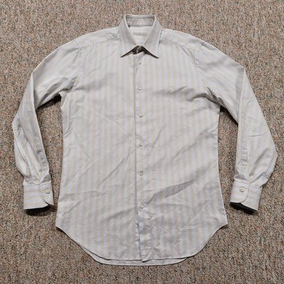 Ermenegildo Zegna Dress Shirt Mens 15.5 Striped Long Sleeve Button Up Italy