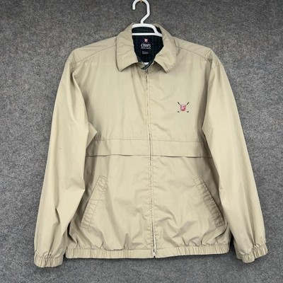 Chaps Ralph Lauren Jacket Mens Large Beige Windbreaker Golf Flannel Lined Logo