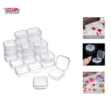 24 Packs Small Clear Plastic Beads Storage Containers Box with Hinged Lid for...