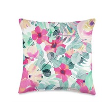 Beautiful Floral Medley Pink Flowers Throw Pillow Decorative Cushion Case