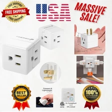 Durable Multi Plug Outlet Extender - 3 Outlet Wall Plug for Travel and Home
