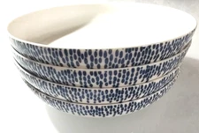 Set Of Four Martha Stewart Blue And White Stockholm Pasta Soup Bowls
