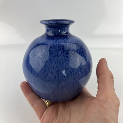 Hoganas Keramik Scandinavian Handmade Art Pottery Base Blue 4  Tall vintage