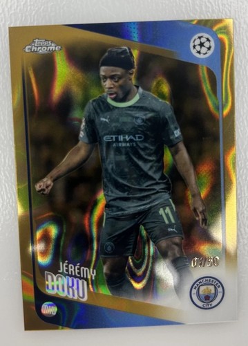 2025-26 Topps Chrome Uefa Club Competitions - Jeremy Doku #47 Gold Refractor /50