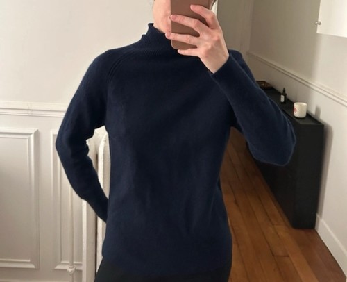 COS Cashmere Pullover Stehkragen Dunkelblau Gr. S - Bild 1 von 4