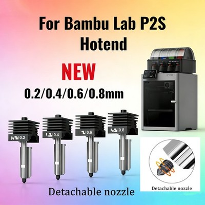 Für Bambu Lab P2S H2D Hotend-Düse 0,2/0,4/0,6/0,8 mm, schnell abnehmbares Teile