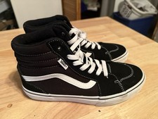 VANS Sk8-Hi Black White Unisex Kids High Top Canvas Sneakers US Size 6