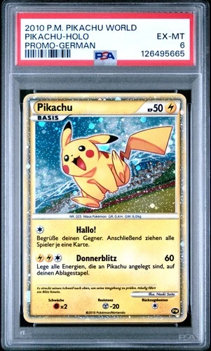 2010 POKEMON WORLD COLLECTION GERMAN PIKACHU-HOLO PSA 6
