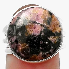 Natural Rhodonite 925 Sterling Silver Ring s.8 Jewelry R-1003