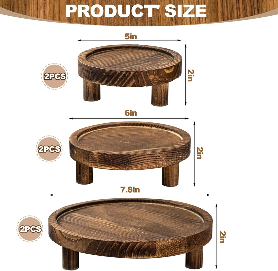 6 PIEZAS Elevadores de Madera para Exhibición Soporte de Pasteles de Madera para Elevadores de Alimentos Redondos de Fiesta Foto 2 de 4