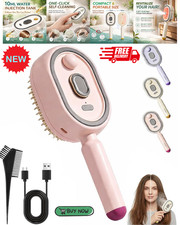 Electric Steam Hair Straightener Brush Rechargeable Anti Frizz Detangling Pink