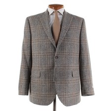 Jack Victor NWT Wool Blend Sport Coat Size 42R US In Gray w/ Gold Plaid