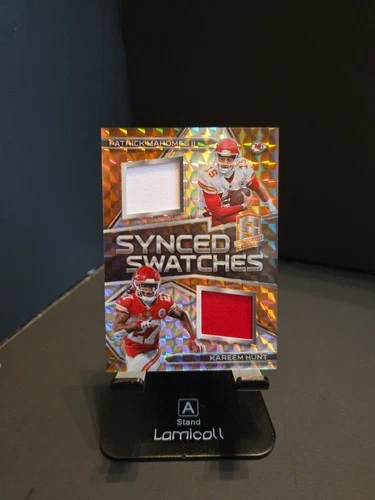 2018 Panini Prizm #13 Patrick Mahomes Kareem Hunt Synced Swatches Card EX MEM /5