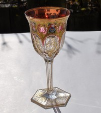 Antiker böhmischer Weinkelch von Moser um 1900