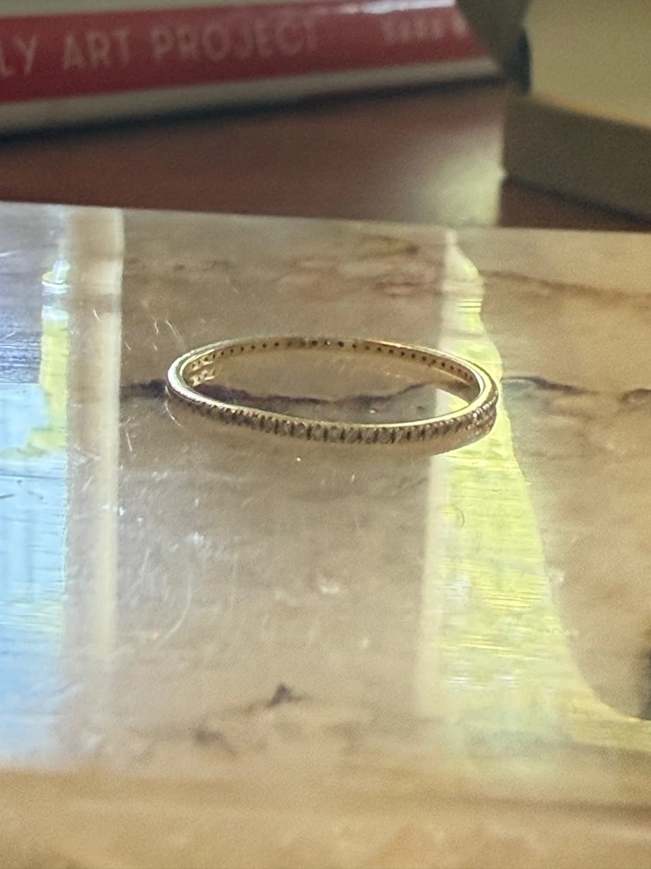 14k Solid Gold Micro Pave Diamond Eternity Stacking Ring - Image 2 of 2