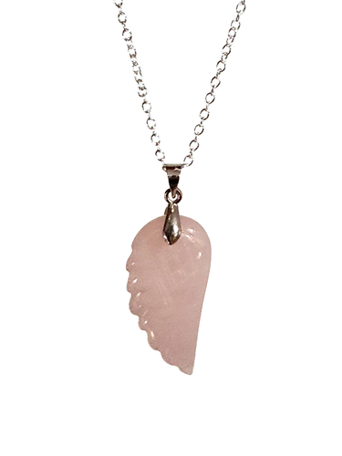 Collar Ala de Ángel Rosa Cuarzo Colgante Devoción Piedra 18" Cadena Plateada - Imagen 4 de 12