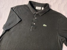 Lacoste Polo Collared Shirt Men s Size XL/6 Soft Black Short Sleeve Made In Peru