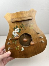 Van Klein Signed Love Cottage 1988 Vintage Wooden Door Harp 3-String Flowers