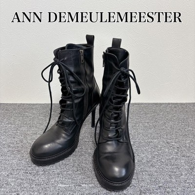 Ann Demeulemeester Leather Lace-up Boots Black Size 9 from Japan