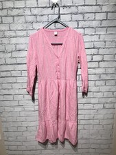 Old Navy, S, Pink Striped 40% Cotton 3/4 Sleeve V-Neck Buttons Lined Shirt Dress