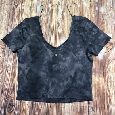 Lululemon Athletica Black and Gray Fitted Crop Align Tee Size 10