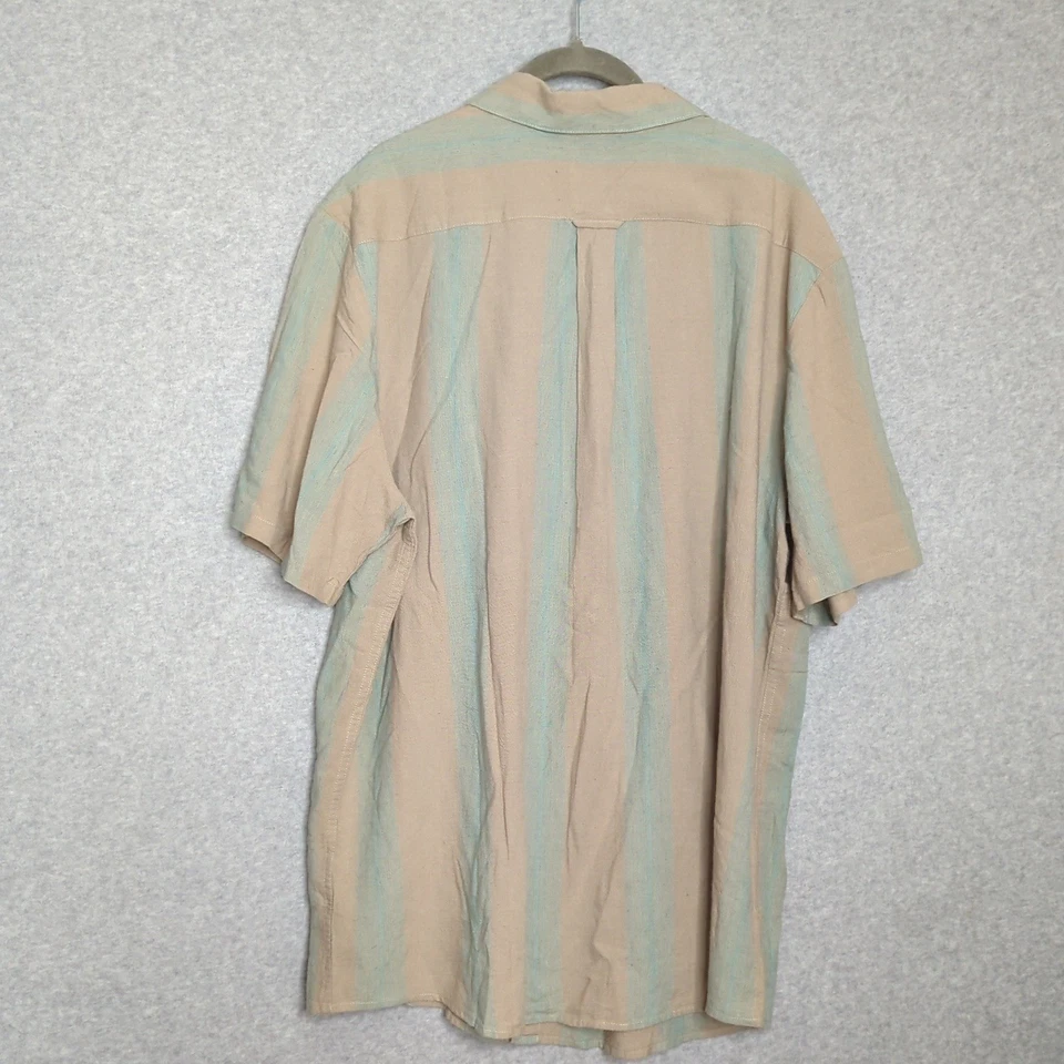 New Volcon FLAXSTONE Classic Fit Mens XL Short Sleeve Button Down Striped Shirt - Image 3 of 4