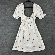 Reformation Dress Medium Chana Linen Mini Fruit Loops Sundress White Summer Boho