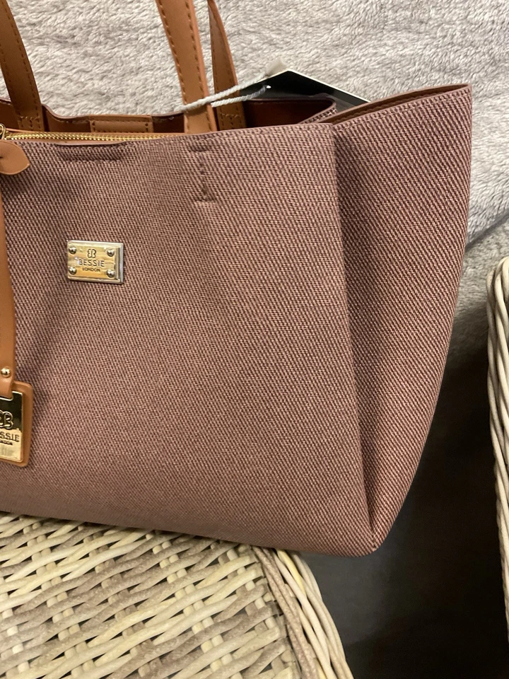 BESSIE STUNNING TICKET SAYS COFFEE SHOULDER BAG XL CANVAS AND FAUX LEATHER - Image 4 of 4