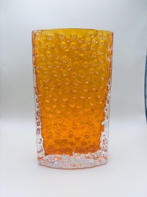 Vintage Whitefriars Mandarine Nagelkopf Bogenfront Kunstglas Vase #9809 Baxter 