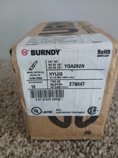 1 Pack Burndy YGA282N Cu Compression Lugs 4/0 AWG 2-Hole 1/2" Stud 1-3/4" Spaci