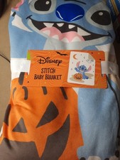 Disney Lilo & Stitch Halloween Baby Blanket Boo Orange Plush Throw 30 × 40 