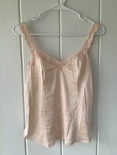 Vintage Vanity Fair Nylon Camisole Top Womens Size 34 Pink Lace Trim