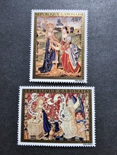 TIMBRE GABON TABLEAUX NOËL ARTS PA N°157/158 NEUF ** LUXE MNH 1974