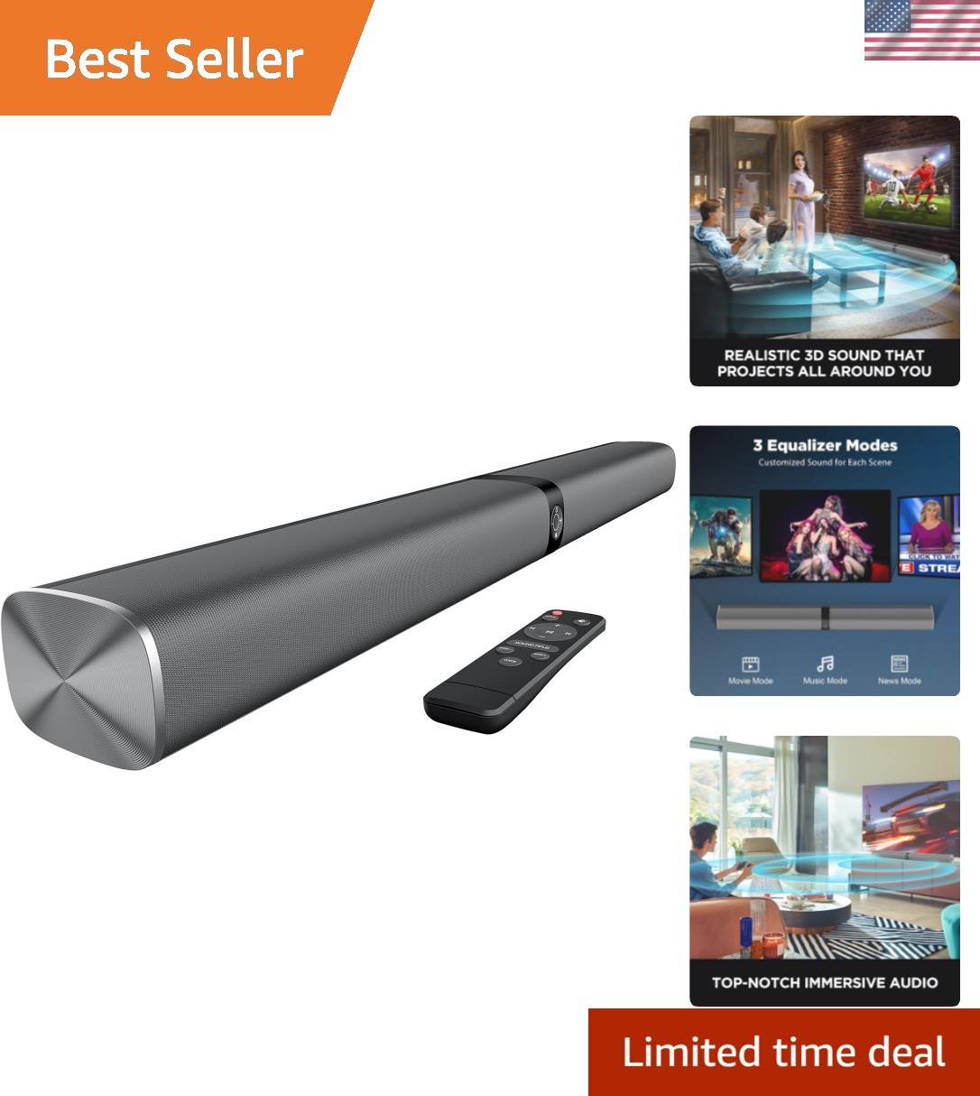 High-Definition 80W Soundbar with Dynamic Sound Drivers & Multi-Device Support