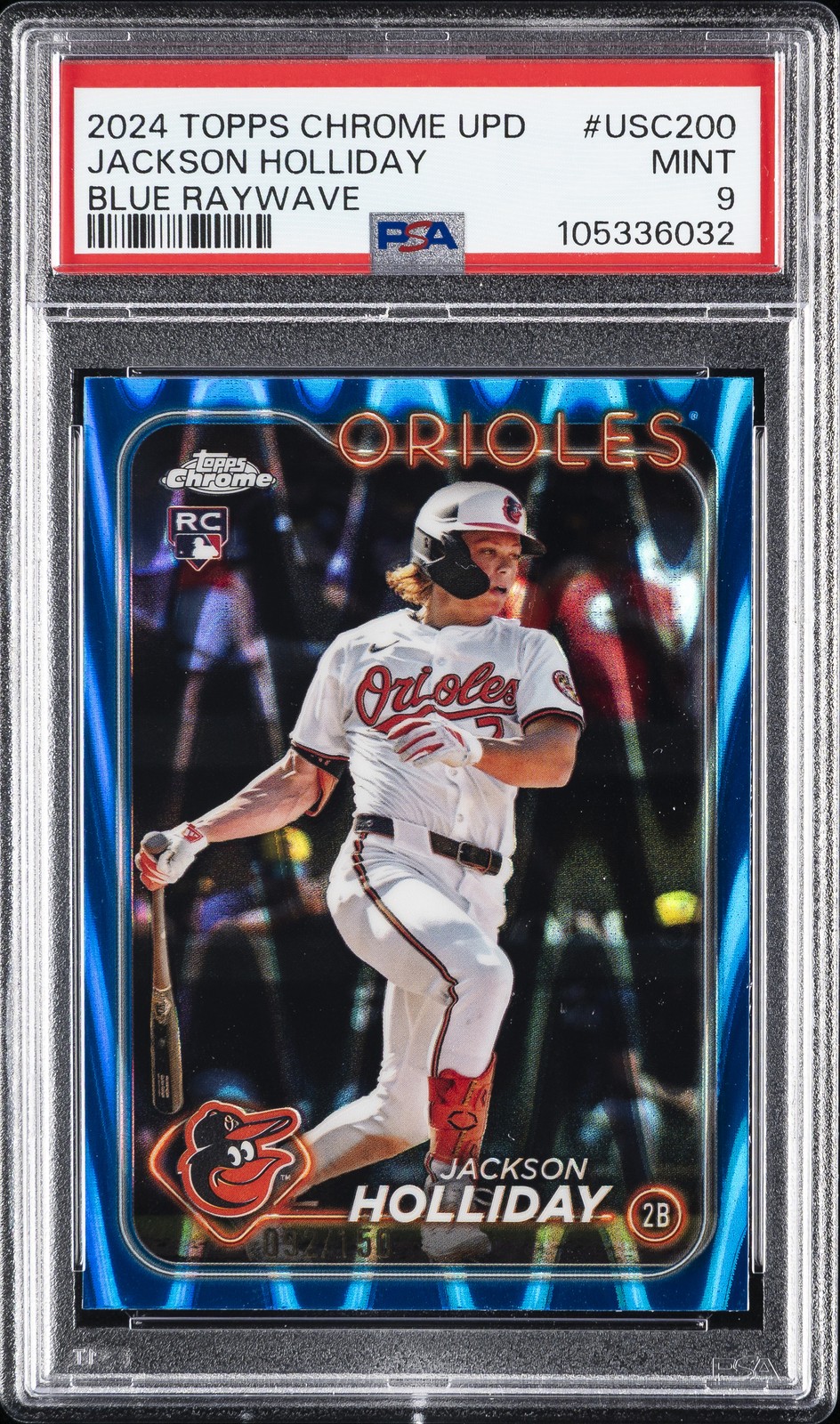2024 TOPPS CHROME UPDATE BLUE RAYWAVE #USC200 JACKSON HOLLIDAY 92/150 PSA 9