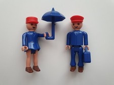 Kleine bewegliche Spielfiguren Mann & Frau mit Zubehör retro Spielzeug vintage
