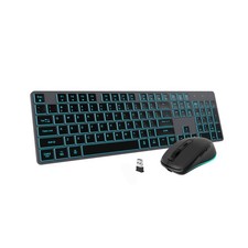 POWZAN Backlit Wireless Keyboard and Mouse Combo, Rechargeable Quiet 2.4G Cordle