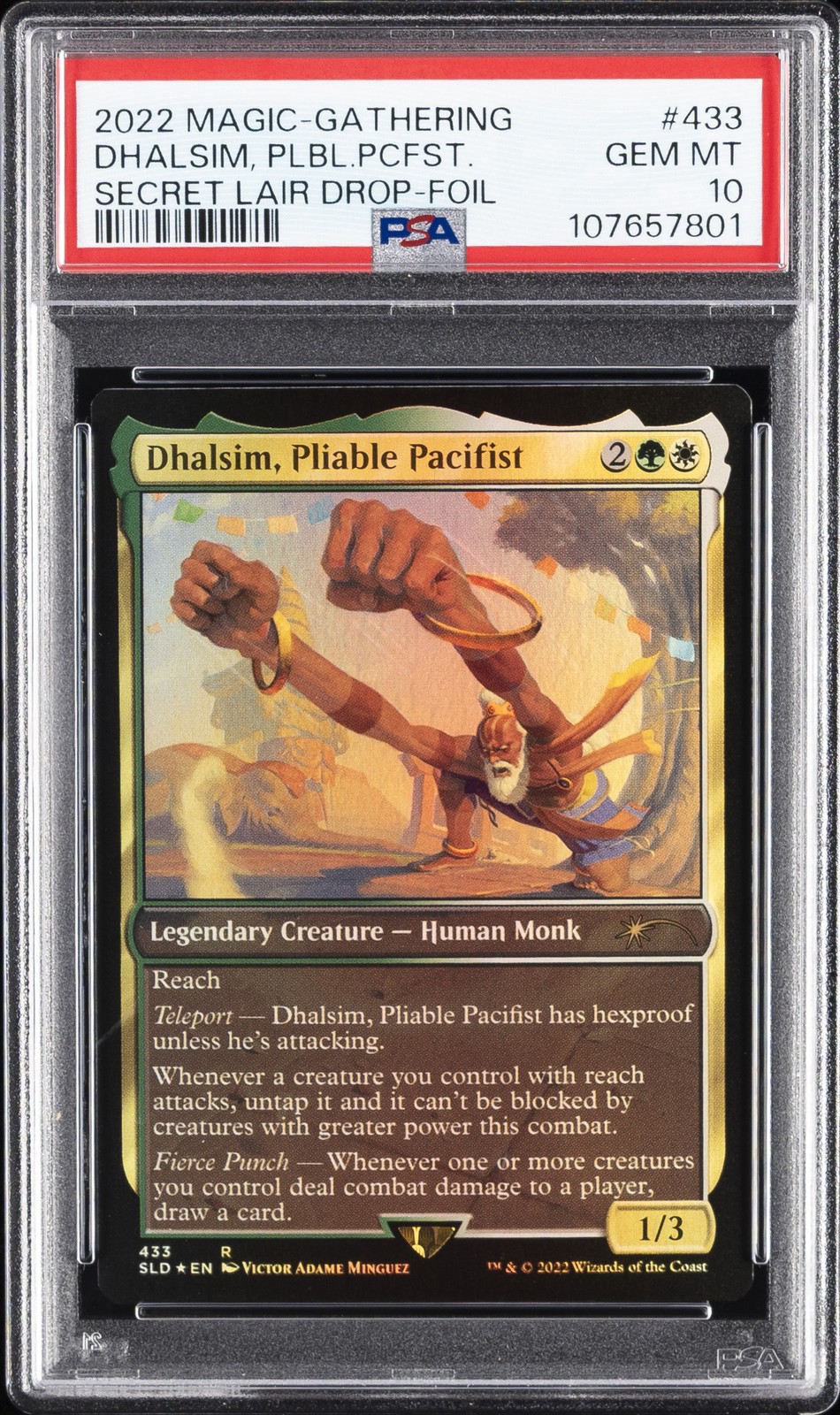 2022 MTG SECRET LAIR DROP FOIL #433 DHALSIM, PLIABLE PACIFIST PSA 10