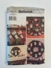 VTG Butterick 3615 Pattern Christmas Ornament Stocking Mantle Skirt UNCUT 2002