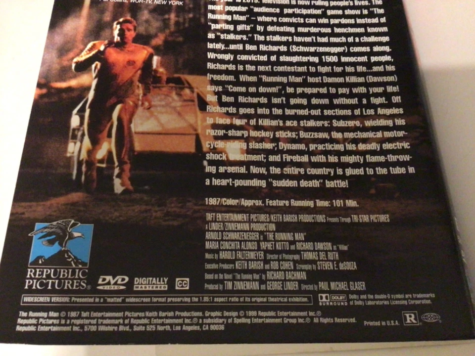 The Running Man (1987, DVD, Rg1) Buzzsaw, Dynamo, Fireball, Schwarzenegger. - Image 3 of 4