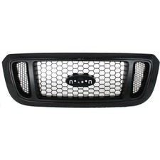Grille For 2004-2005 Ford Ranger Textured Black Shell W Silver Insert Plastic