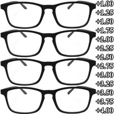 Mens Womens Reading Glasses Readers 1 Pack New Basic All Black Frame Eyeglasses